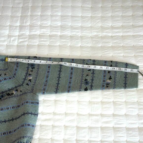 VTG Talbots 100% Wool Embroidered Cardigan Women's Petite M | Sage Green | EUC - Picture 9 of 10
